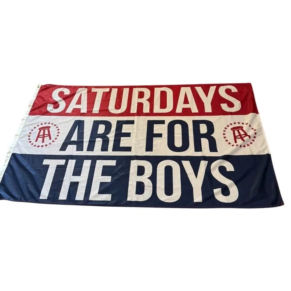 Barstool Sports "Saturdays Are for the Boys" Red White Blue Flag 3x5 Football